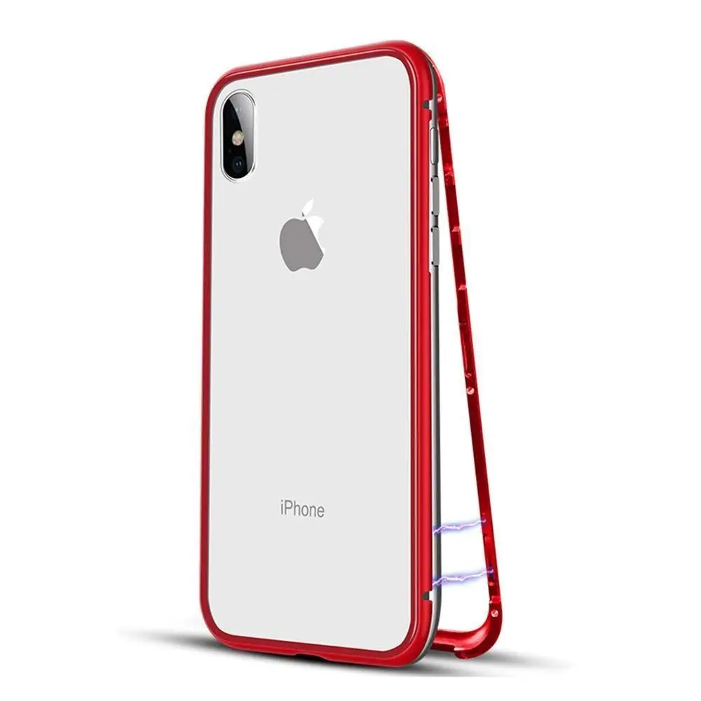 Чехол для iPhone 8 Plus Магнитный адсорбционный металлический флип-чехол для телефона для iPhone XS MAX закаленное стекло чехол