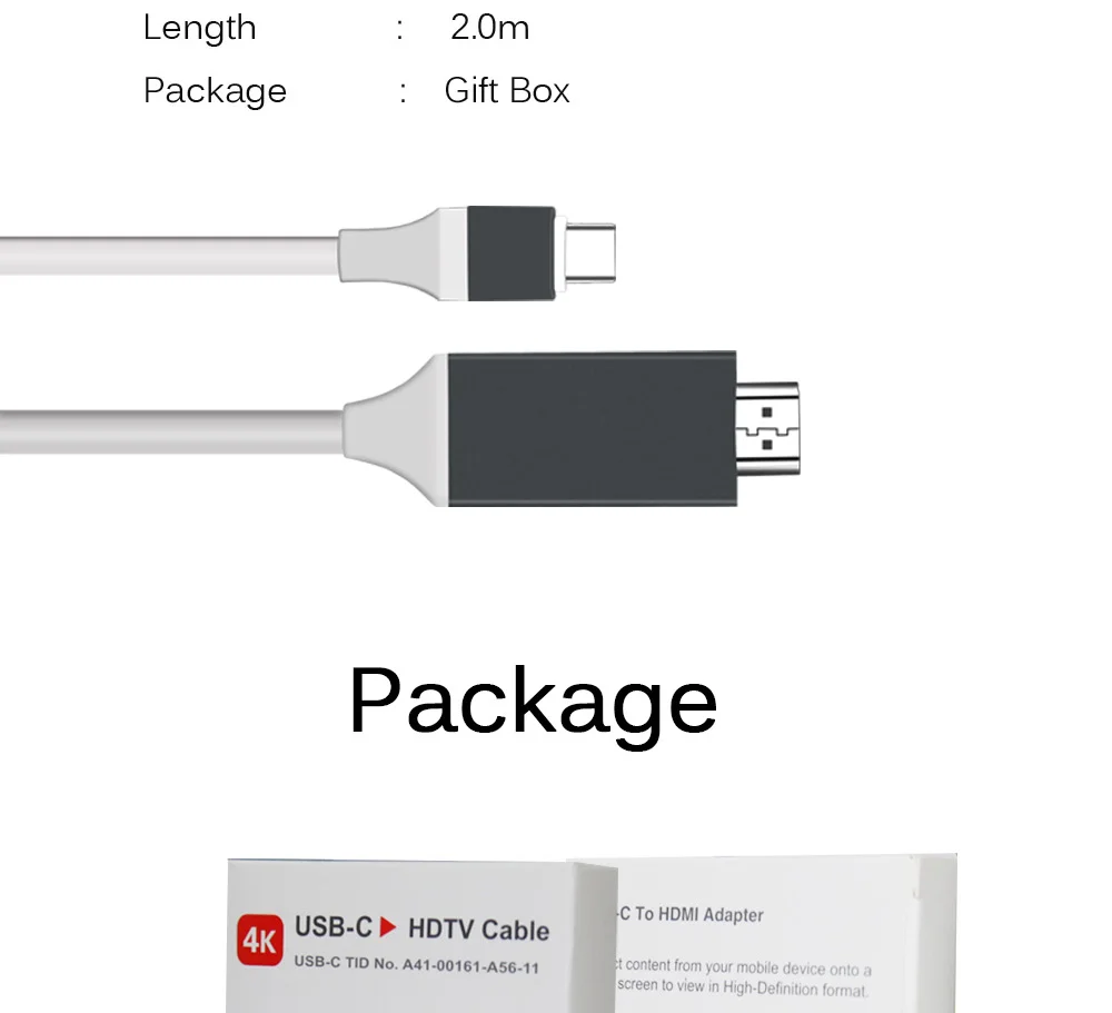 Высокое разрешение USB 3,1 тип-c к HDMI кабель Поддержка 4k 1080p адаптер для мобильного телефона Ноутбук Macbook