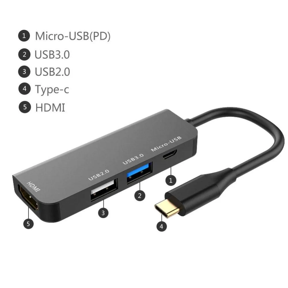 HDMI совместимый концентратор с Type C на 4K адаптером USB 3 0 Micro портом для зарядки MacBook
