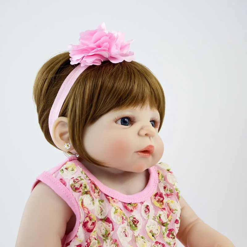 

BZDOLL 22" Full Silicone Reborn Doll Girl Realistic Bebe Alive Newborn Babies Lovely Girl Birthday Gift Bathe Toy