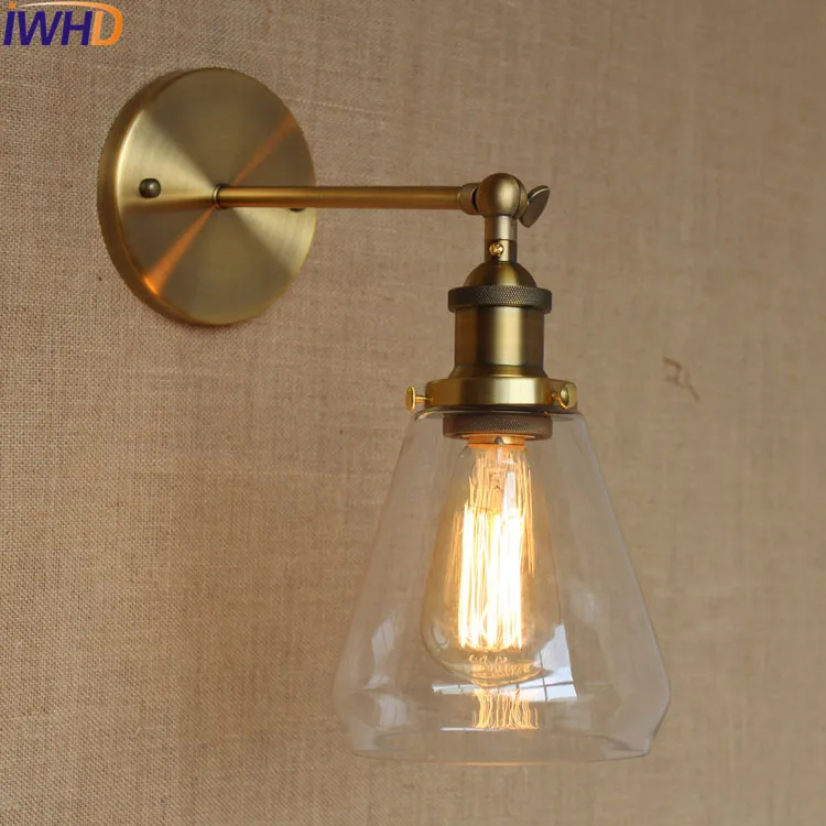 Iwhd Стекло мяч ретро Винтаж настенные светильники бра wandlamp LED edison промышленных настенный светильник Лофт Apliques сравнению Lampen
