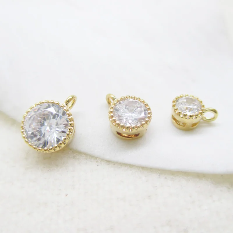 5 шт. круглые подвески с фианитами 4 6 мм|charm charm|cz charmcharm 10pcs |