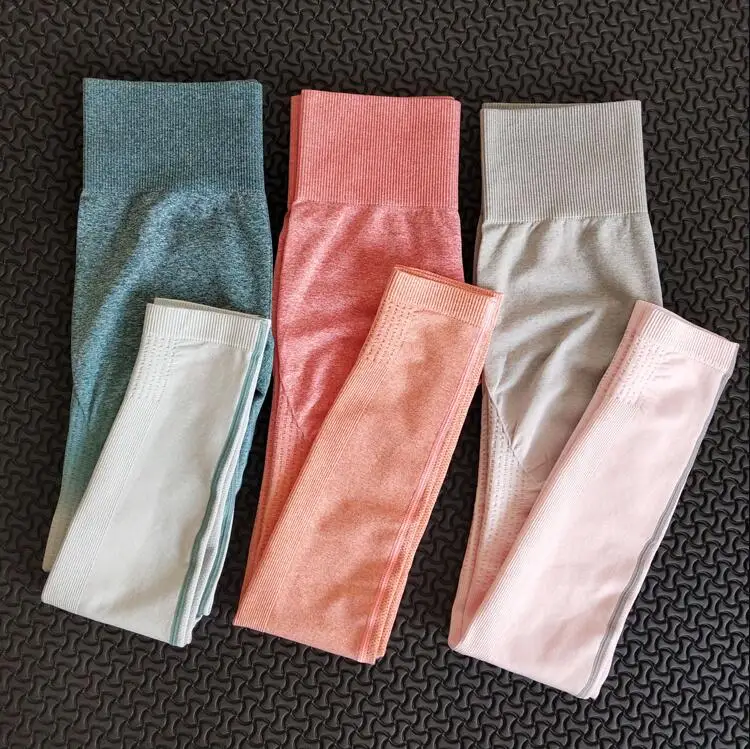 Женские Бесшовные Леггинсы с высокой талией и эффектом омбре спортивные для