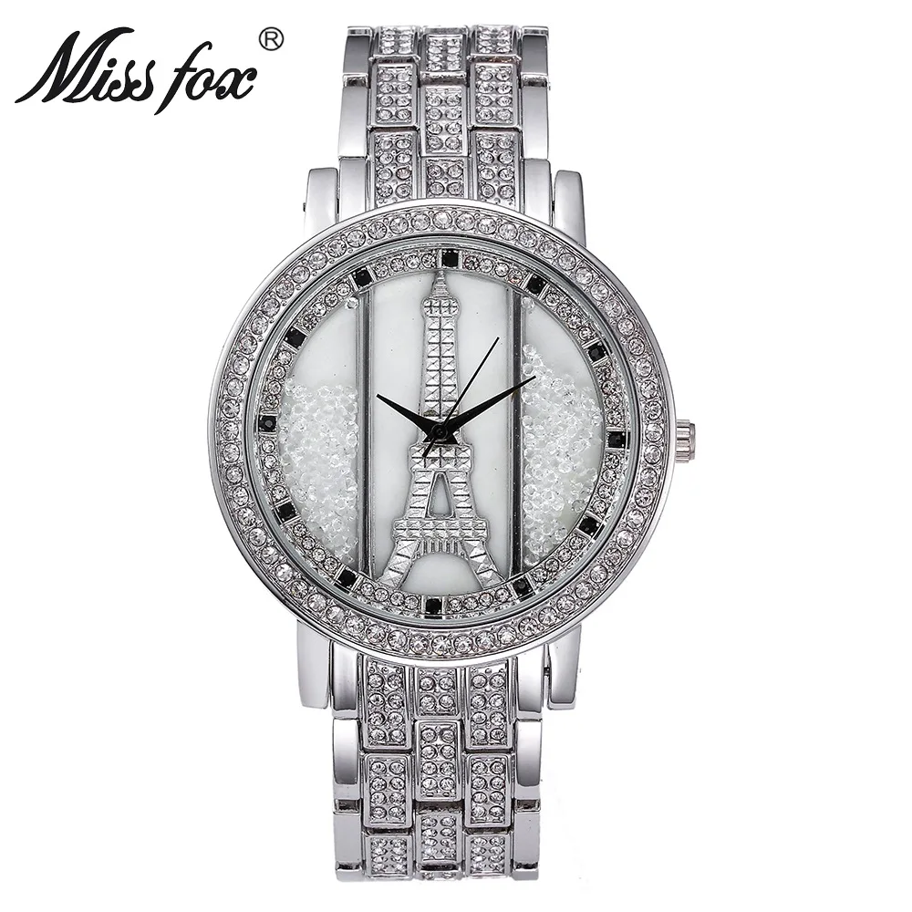 Miss Fox Brand Luxury fashion The Eiffel Tower Watches High Quality Women Full Rhinestone Crystal Quartz Watches relojes mujer enlarge