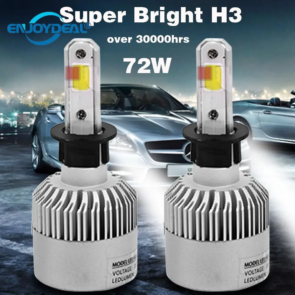 2PCS Car Light S2 COB H1 H3 H4 H7 H8/H11 9005 9006 H4-33SMD H8/H11-33SMD 8000LM 72W LED Car Headlight Fog Light Lamp Bulb 6500K