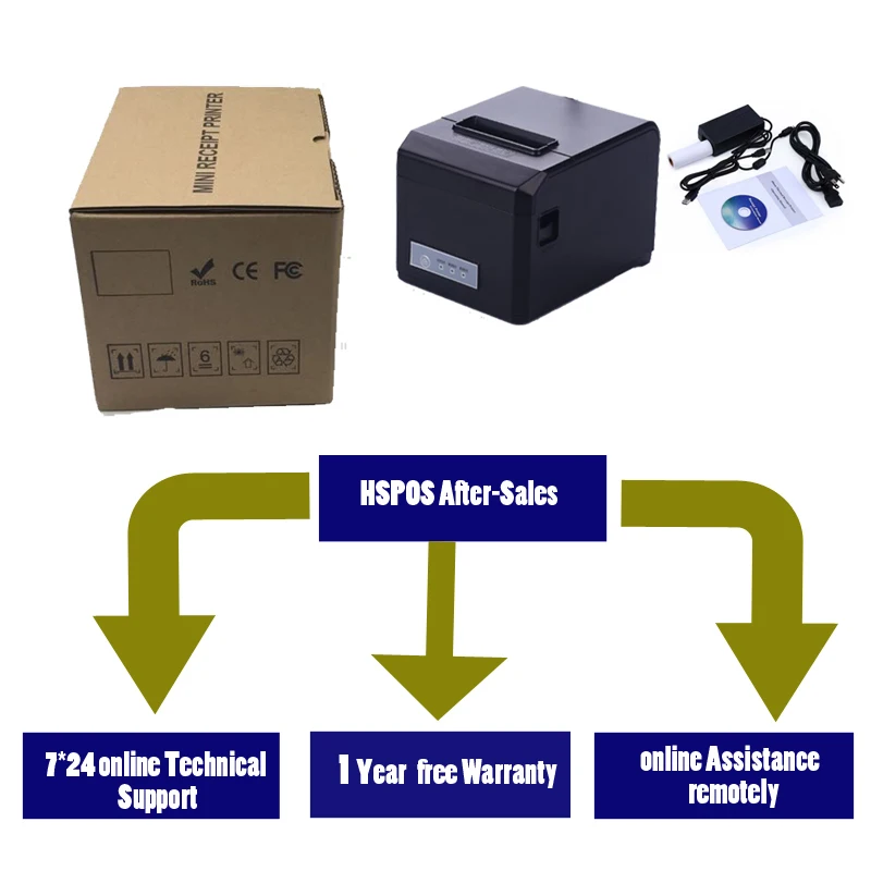 Auto cutter 80mm pos printer Ethernet Thermal receipt printer support 58 & 80mm paper multi functional & high speed HS-E81USL