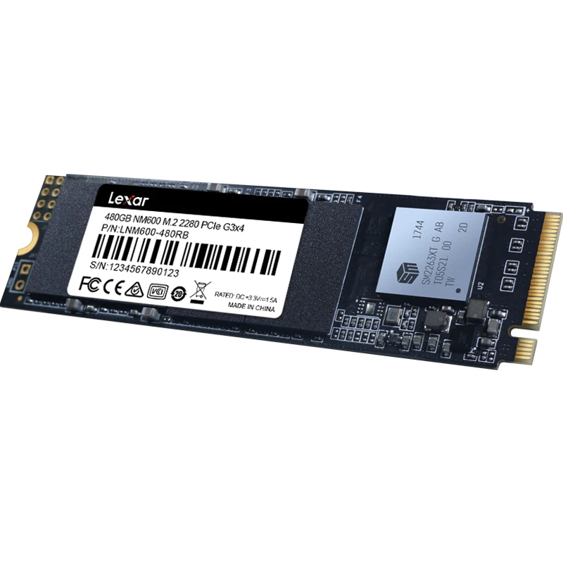 Lexar NM600 3D NAND SSD 480 ГБ M.2 2280 NVMe PCIe Gen3x4 Внутренний твердотельный жесткий диск HDD для