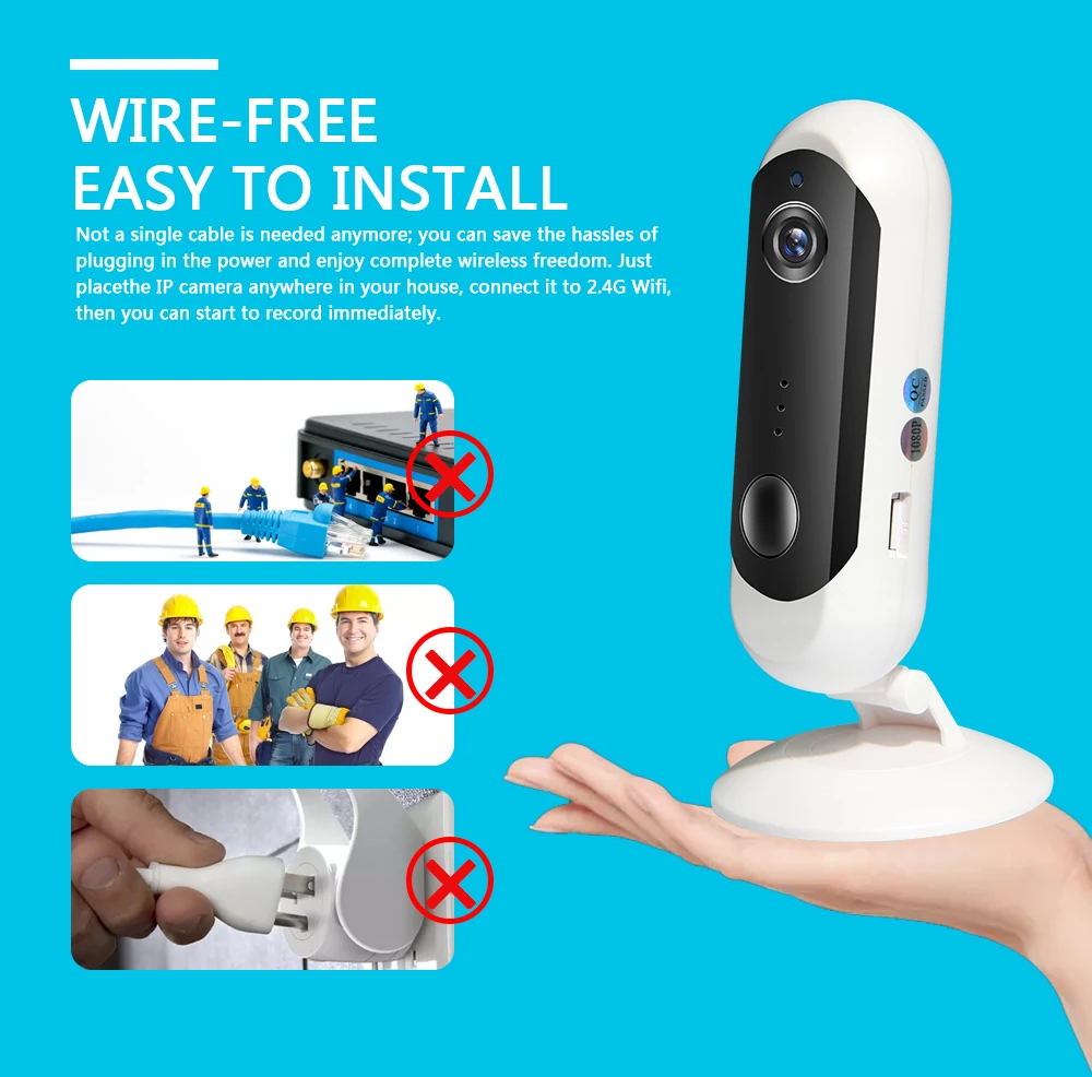 INQMEGA 1080P батарея Wi-Fi камера с беспроводным питанием ip-камера для домашней безопасности батарея PIR камера ночного видения камера перезаряжаемая