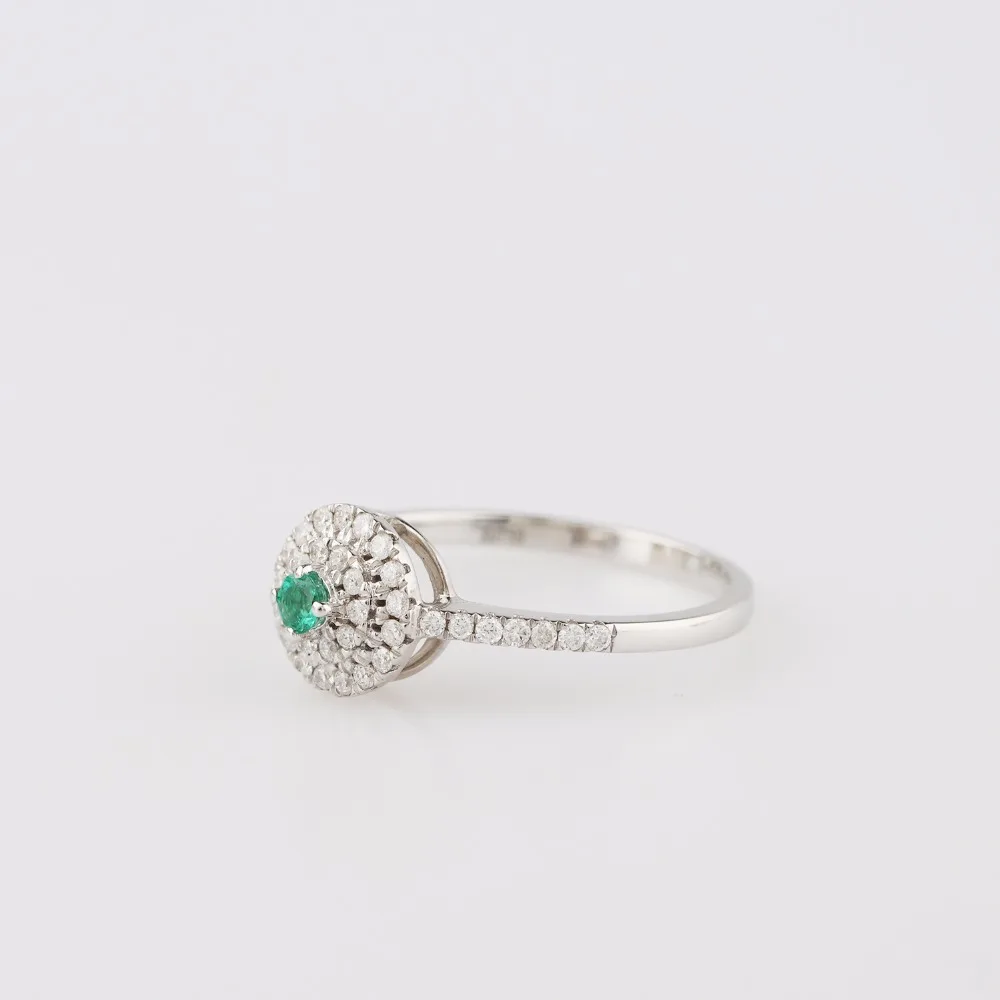 LASAMERO круглая форма 0.07CT натуральный Изумрудный драгоценный камень Halo алмазные