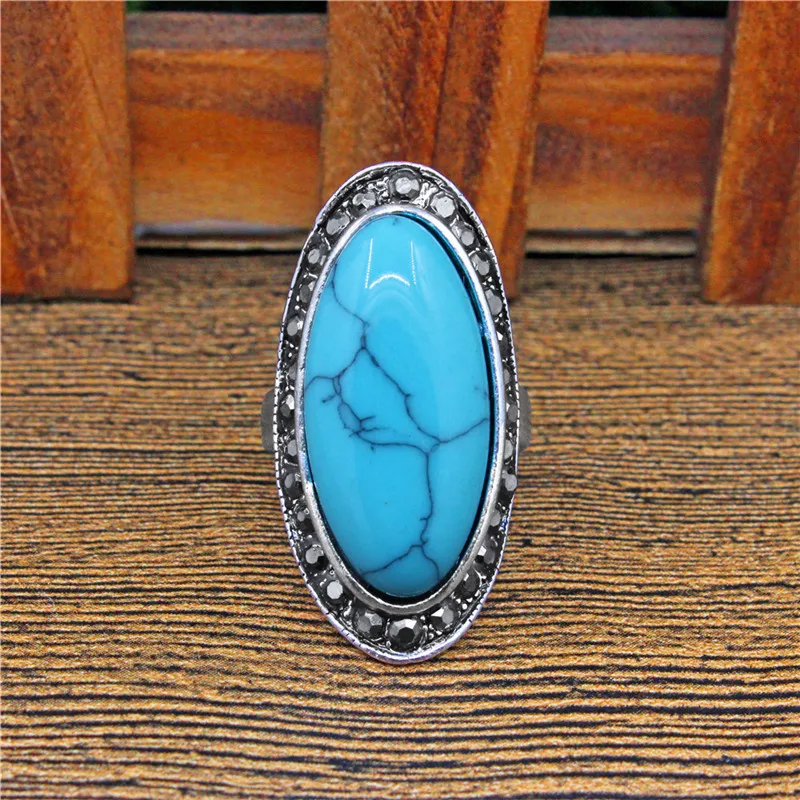 Большой овальный синий и красный цвета камень Кольца Винтаж со стразами для Для