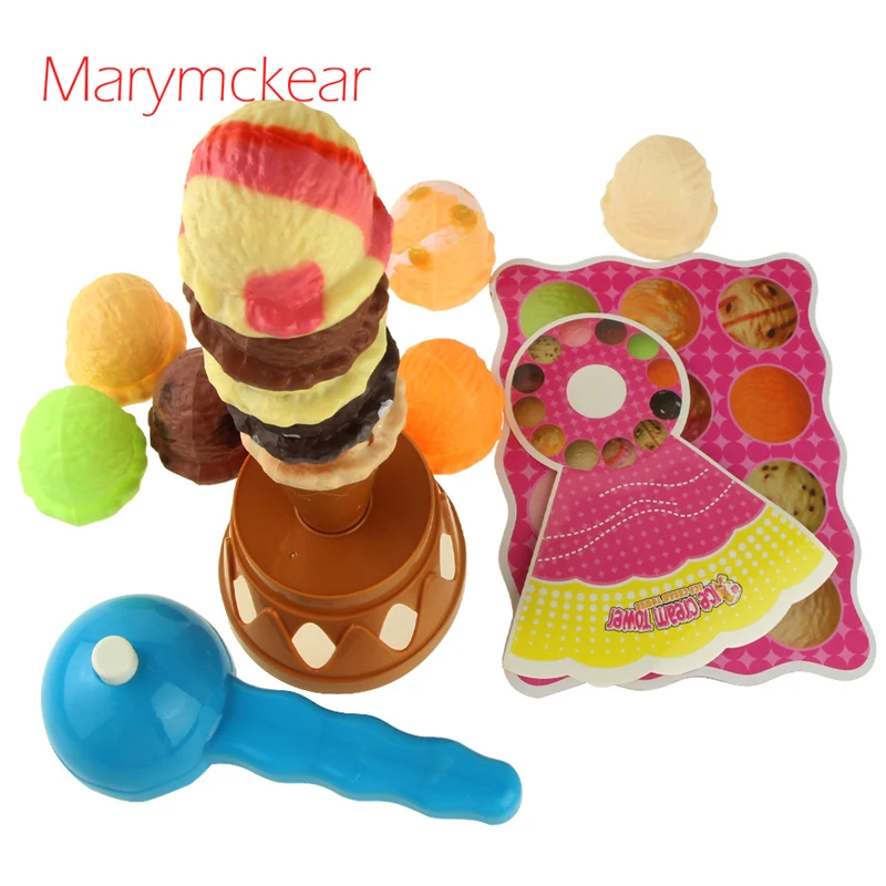 

Multi-Color Ice Cream Toy Funny Jenga Food Toy Pretend Play Kids Play House Toy Ice Cream Tower Building Game