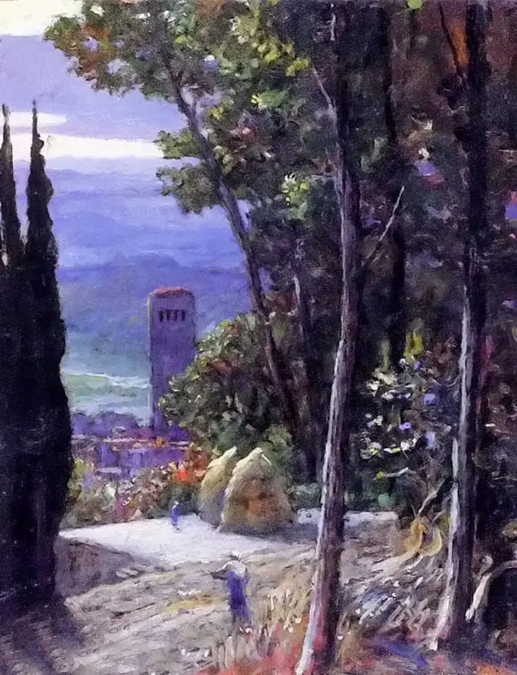 Beste Impressionistische Olieverf Landschap Kunst Een Umbrian Dorsen Floor Buurt Rocca Sant Angelo Wall Art Verticale Hand Geschilderd