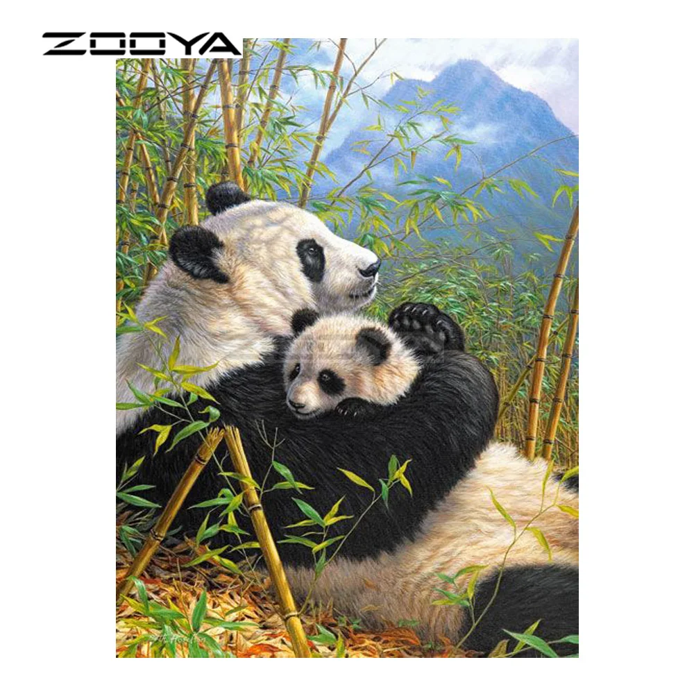 ZOOYA Алмазная вышивка сделай сам алмазная живопись бамбук панда мать и сын