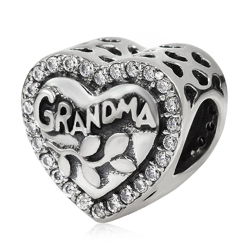 Браслет из стерлингового серебра 925 пробы с кубическим камнем Love MOM Charm Beads Fit Pandora