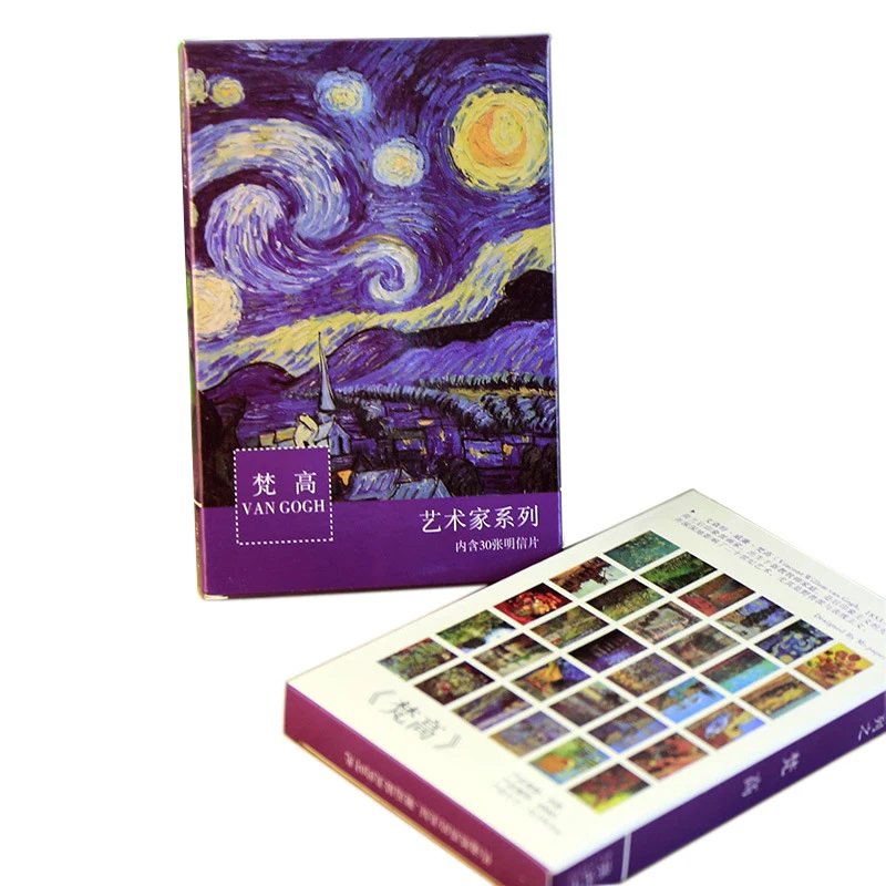 

30 sheets/pack Creative Van Gogh Oil Painting Design Postcard Vintage Van Gogh Paintings Postcards Wish Greeting Gift Card
