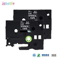 labelife 2 pack ste151 black stamp stencil cassette tape 24mm x 3m ste 151 st 151 st151 tape for brother p touch pt printers