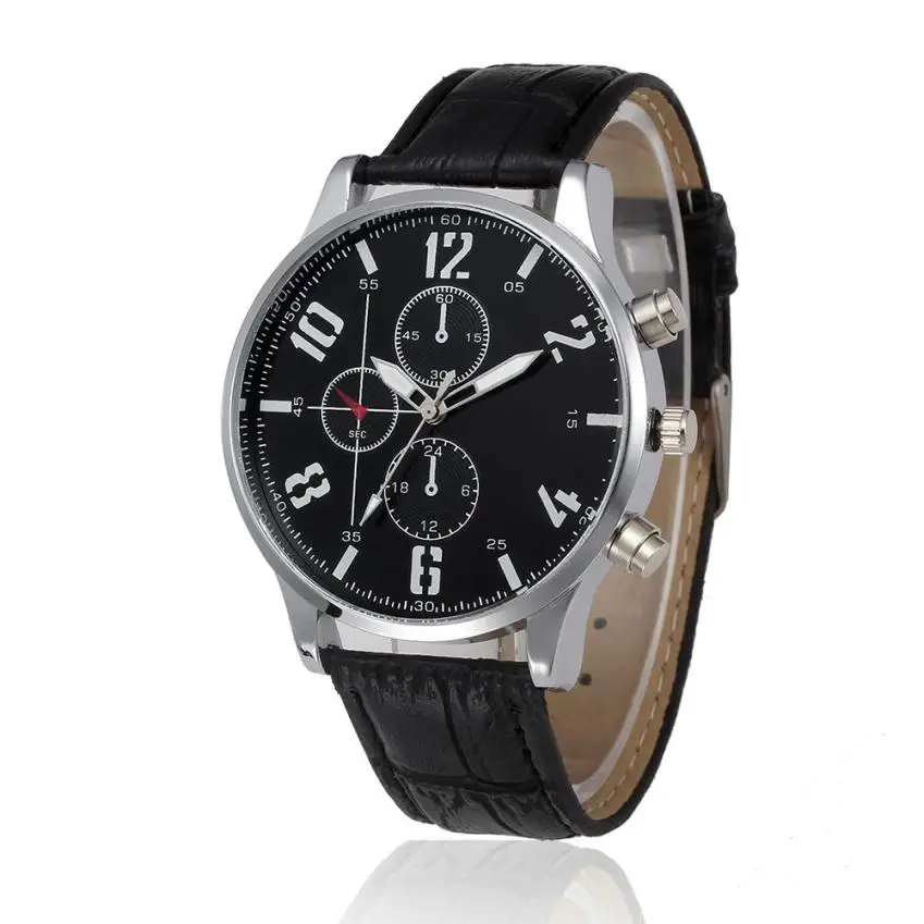 Часы мужские в стиле милитари аналоговые кварцевые наручные часы с кожаным