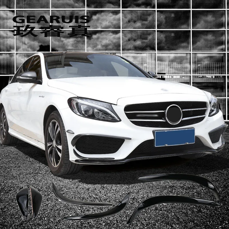 Автомобильный Стайлинг противотуманных фар решетка рейки Авто Черные Противотуманные фары крышка наклейка декоративная отделка для Mercedes Benz C Класс W205 аксессуары
