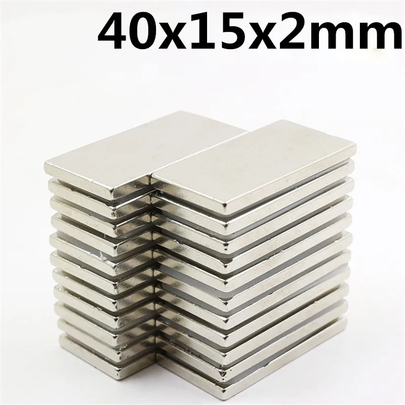5pcs Super Strong 40x15x2mm Block Bar Magnets Rare Earth Neodymium N35 Permanent magnet 40*15*2 Square | Обустройство дома