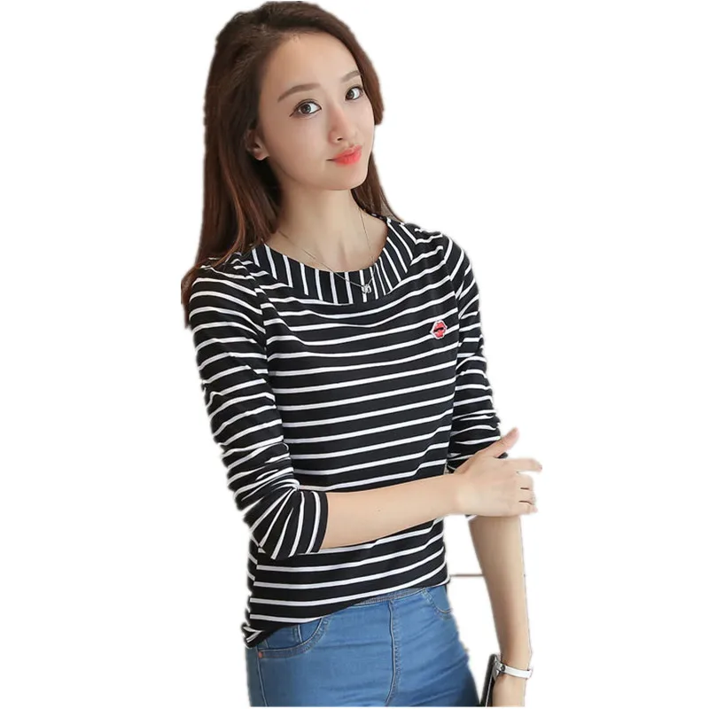 2020 Новое поступление осень весна женские черные красные футболки топы с круглым