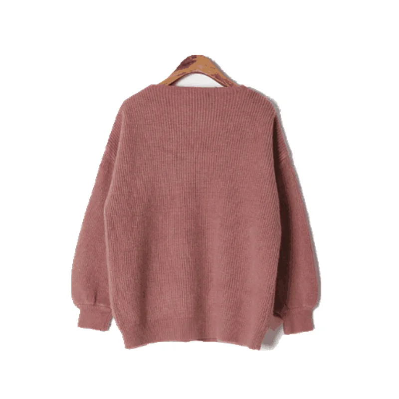 Qiukichonson 2018 Vintage V Neck Sweater Women Autumn Winter Tops Korean Fashion Jumper Pullover Long Sleeve pull femme | Женская одежда