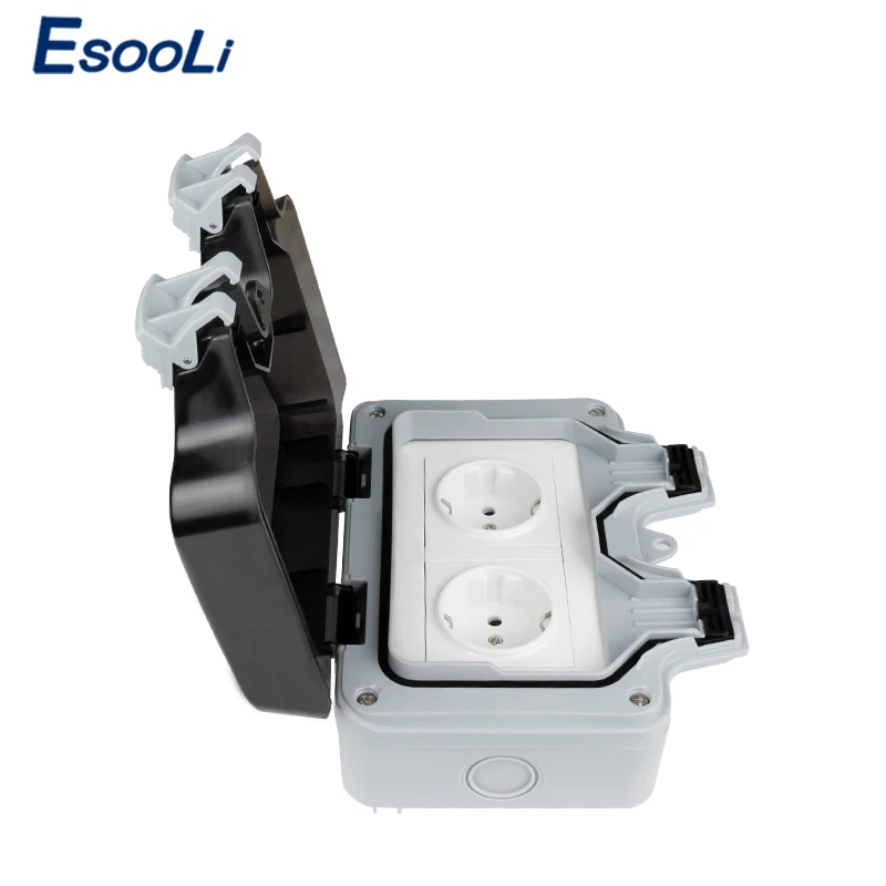 Esooli IP66 водостойкая наружная настенная розетка 16A с двойным европейским