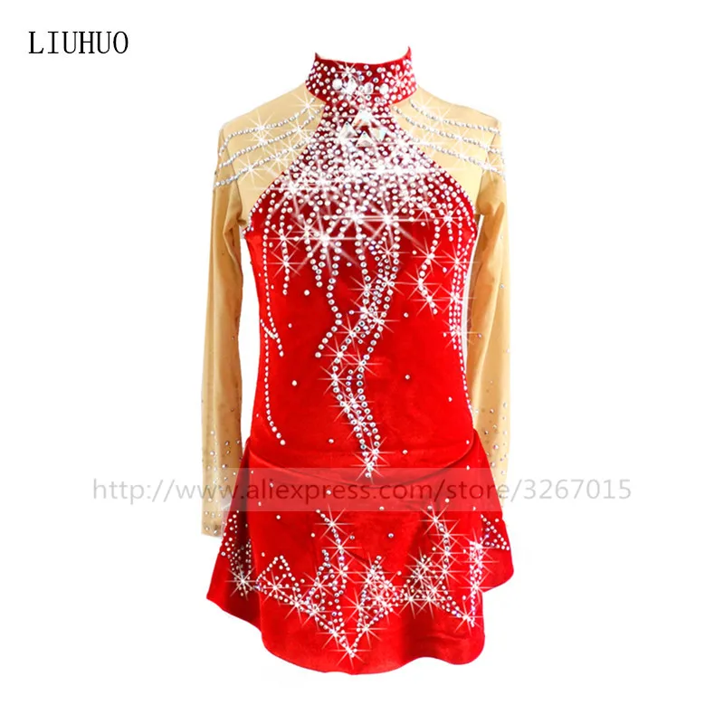 Платье для фигурного катания женское платье на коньках красное