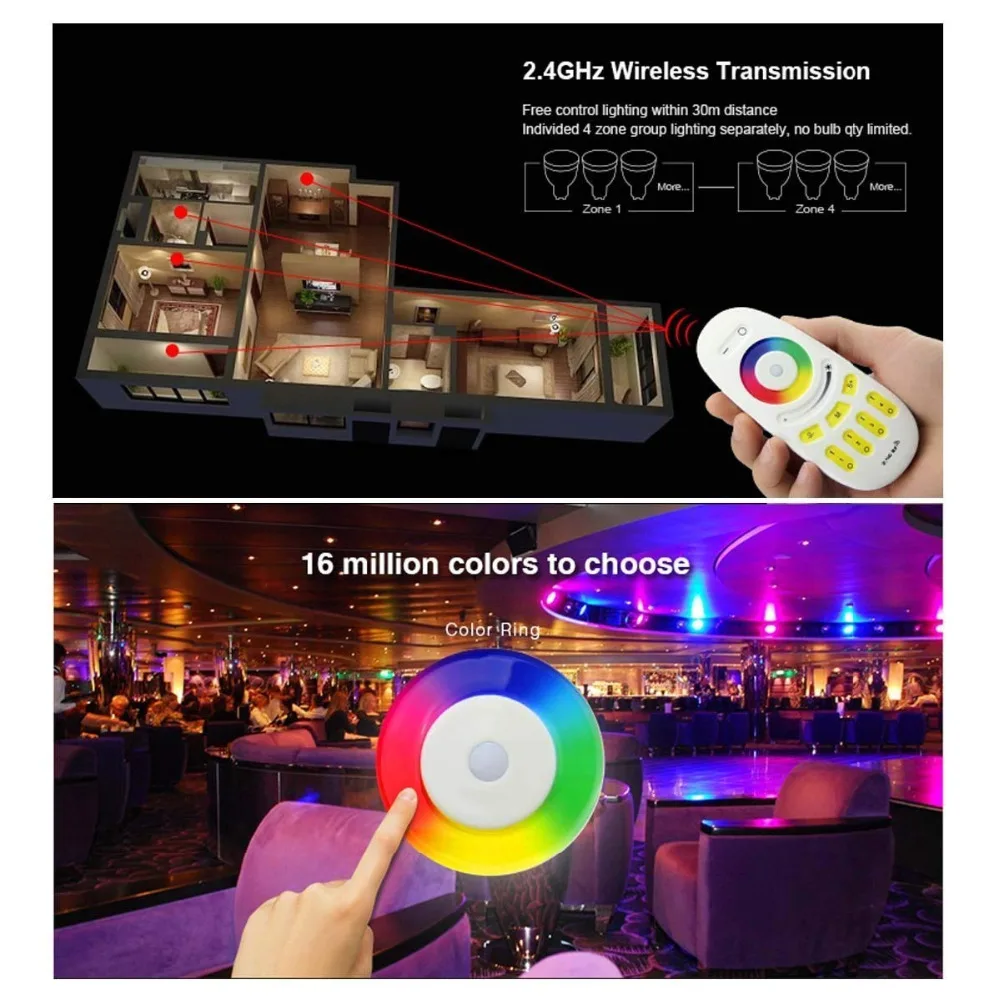 Беспроводной 2 4g RF RGB + белый/теплый белый контроллер комплект 4 x контроллеры и