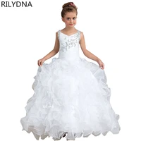 new ball flower girls dress for weddings lace appliques tulle sleeveless pageant gowns party first communion vestidos