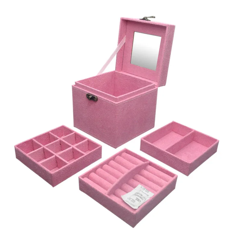 Lukeni три слоя бархатная коробка для ювелирных изделий Кольцо Цепочки и ожерелья