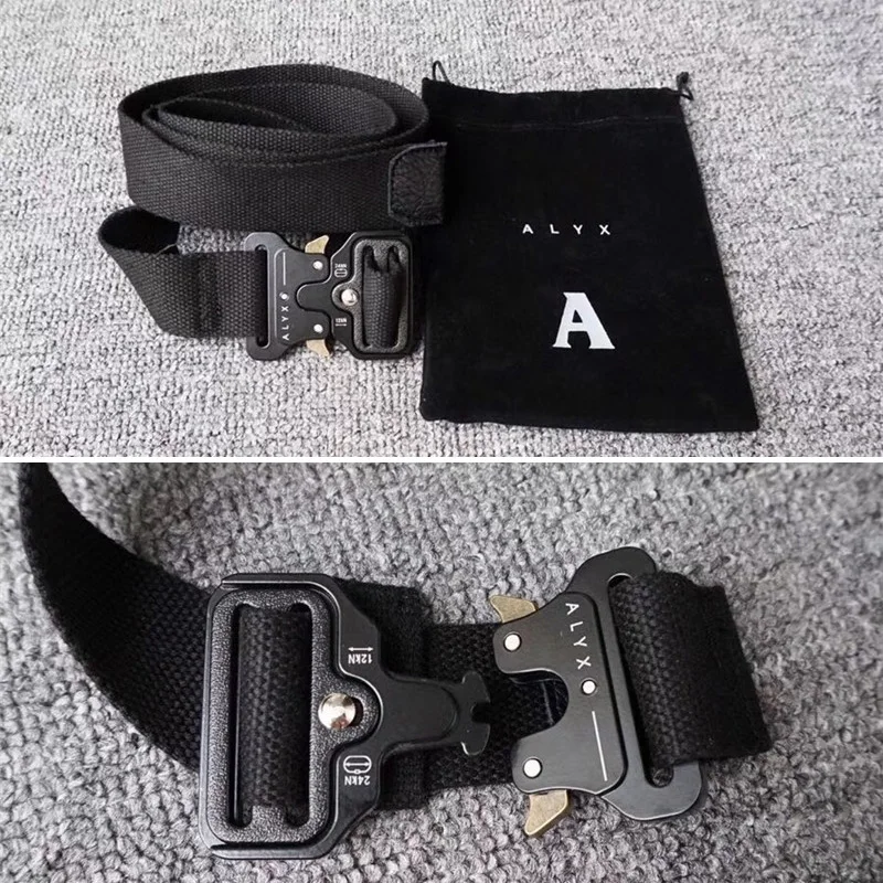 ALYX Belt Metal Button 128cm Women Men Rollercoaster Safety Belts canvas street wear safety belt Fashion Hip hop ALYX Belt