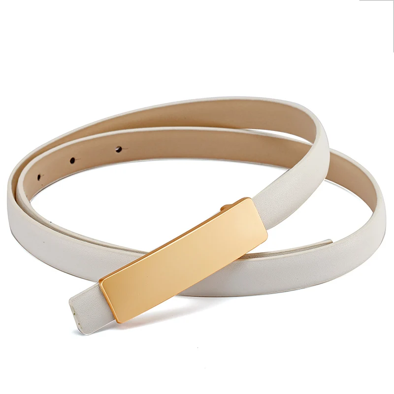 Тонкий ремень для женщин натуральная кожа Женский кушак декоративные гладкие