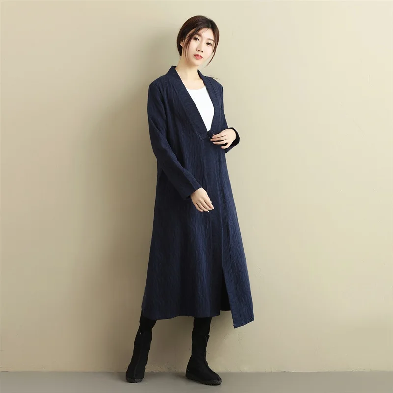 Традиционная китайская Длинная блузка рубашка топы для женщин воротник стойка