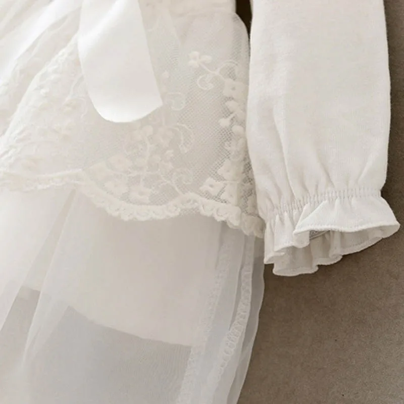 Модное платье для новорожденных девочек Vestido Infantil Bebe белые кружевные платья