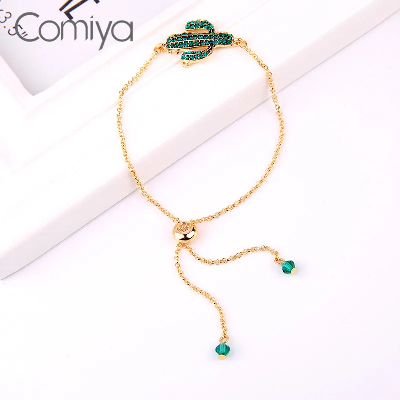 Женские браслеты Comiya золотистого цвета длинные звенья цепочка Feminino стеклянный