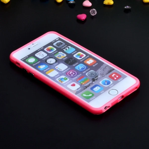 pink Двойной гибридный проданный цветной каркас ТПУ защитный бампер для Iphone 6 Plus 6s Plus 5," мягкий силиконовый бампер чехол 10-цвет s - Цвет: pink