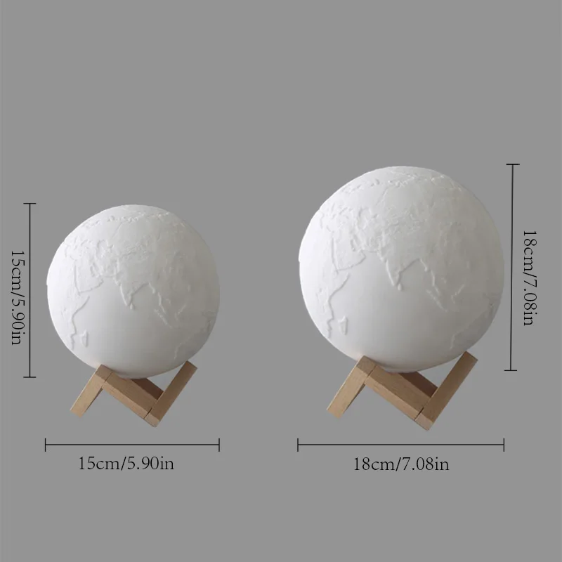 TZ 3D Print Earth Lamp Night Light Modern LED Creativity Bedroom Living Room Restaurant Dimmable Touch Sensor USB Operated Gift | Лампы и