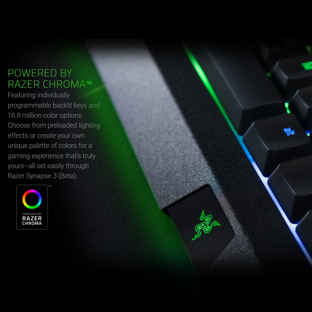 Игровая мембранная клавиатура razer Cynosa Chroma Pro, клавиатура с RGB подсветкой для игры, полностью программируемые клавиши, 104 клавиш, защита от проливания