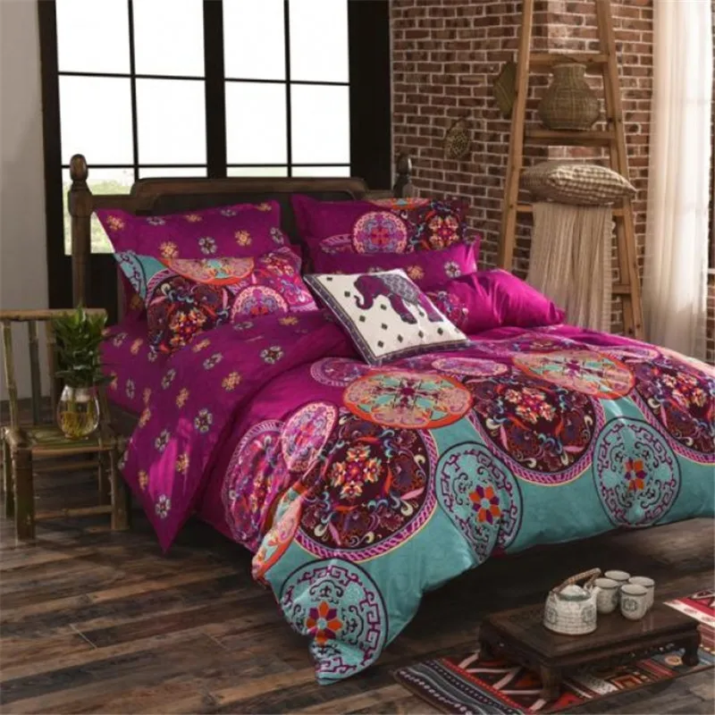 Набор постельного белья в богемном стиле с рисунком мандалы пододеяльник