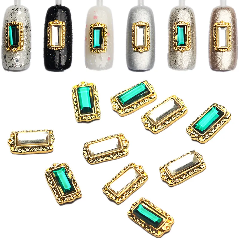 20 шт. DIY Nail Талисманы позолоченный дно прямоугольные камни ногтей Стразы Красота