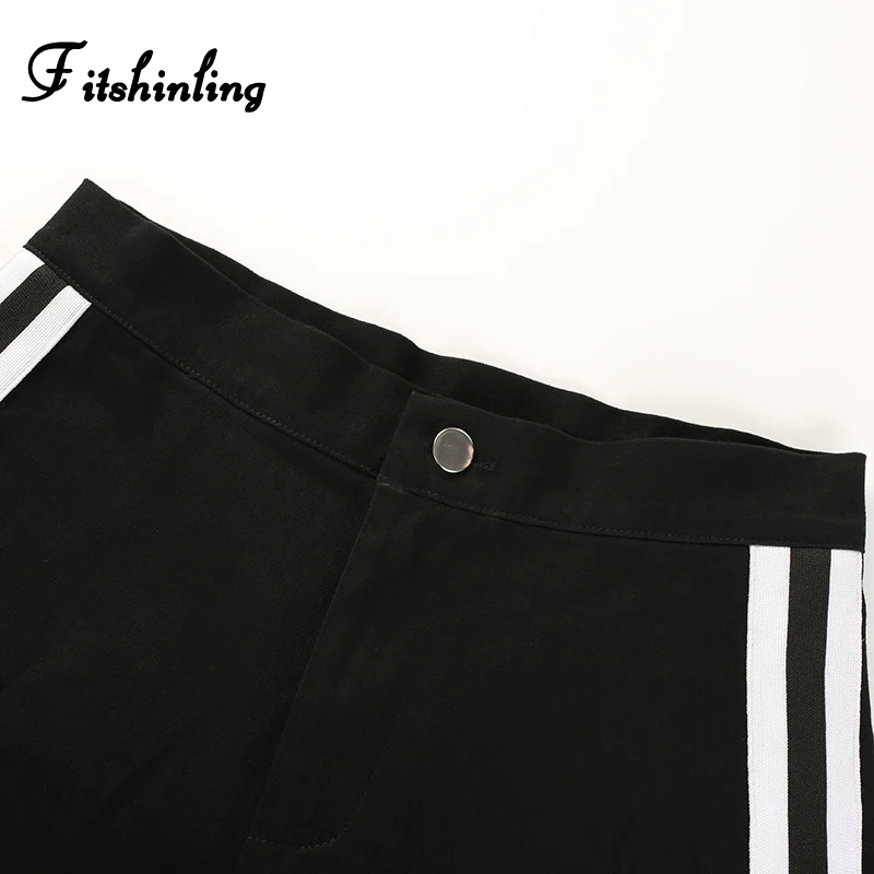 Fitshinling сбоку в полоску летние короткие feminino черный тонкий сексуальный пуш ап