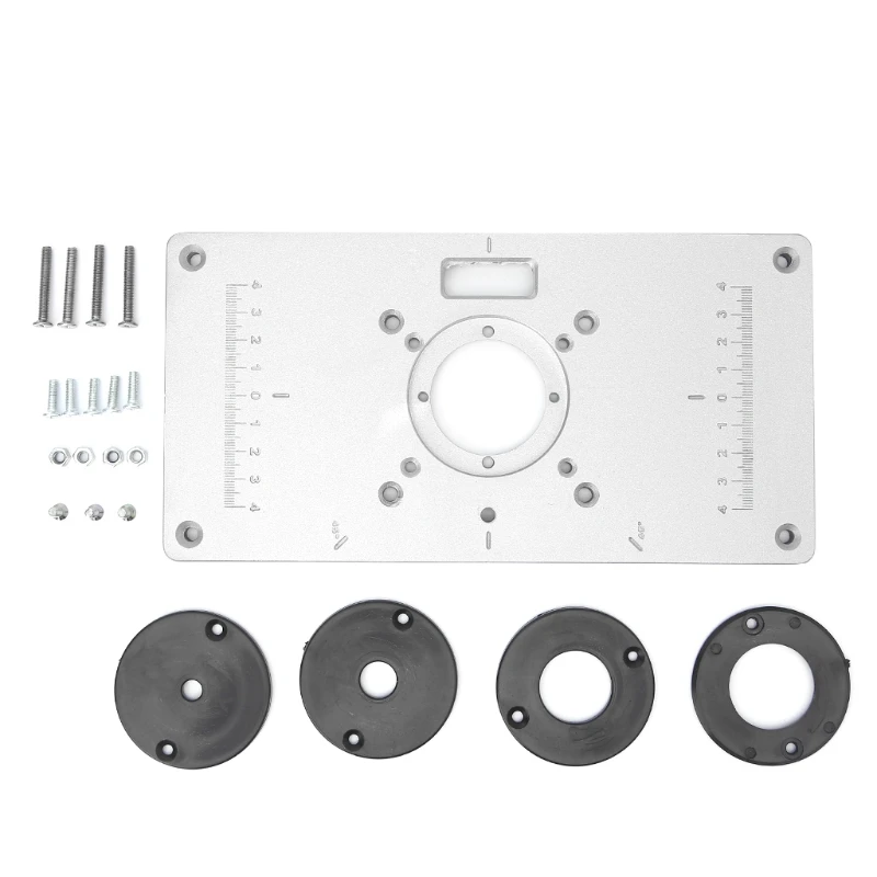 700C Aluminum Router Table Insert Plate + 4 Rings Screws For Woodworking Benches | Инструменты