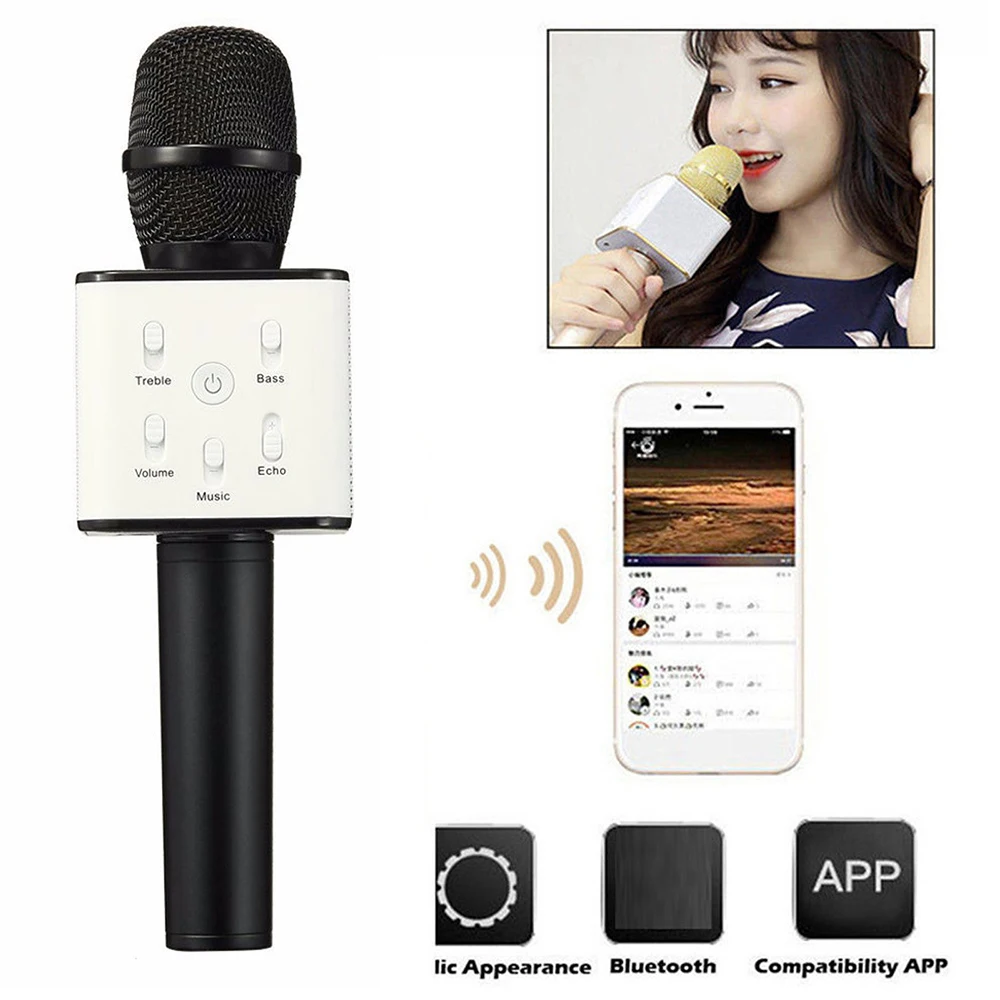 Travor Новый караоке Q7 беспроводной Bluetooth микрофон динамик ручной USB плеер