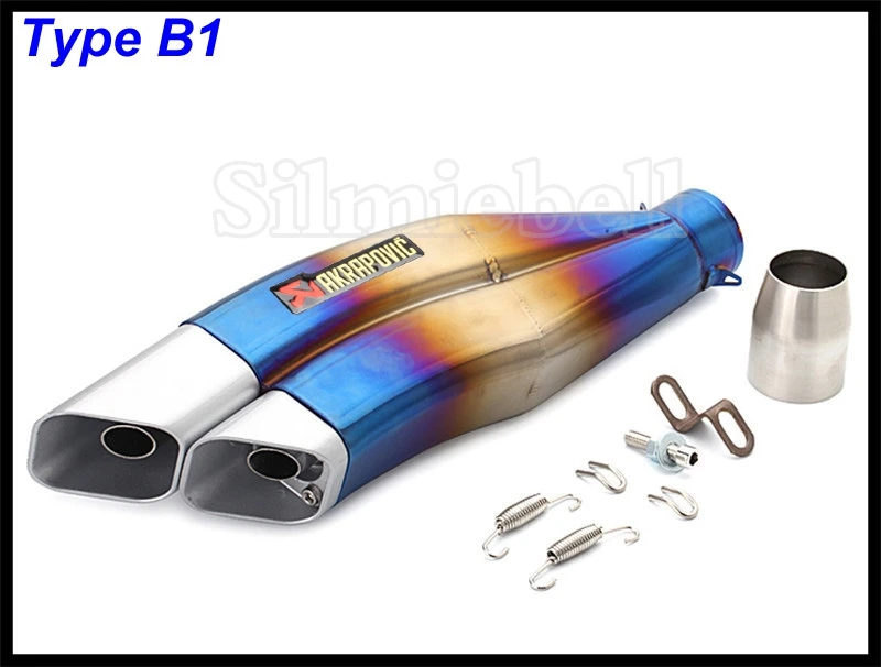 Для MSX125 Z900 Z1000 GSXR750 R3 CBR650 Nmax Xmax мотоцикл Akrapovic выхлопная труба Универсальный двойной нос наконечник глушитель вход 51 мм - Цвет: Type B1