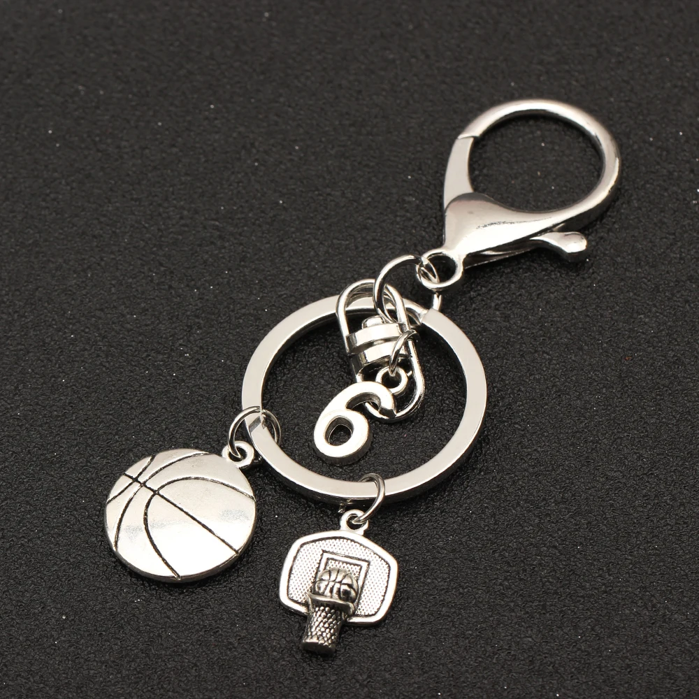 Новая мода спортивный брелок для ключей Автомобильный ключ Кольцо Кулон Баскетбол баскетбольный обруч с пользовательскими цифрами брелок для спортсмена подарок