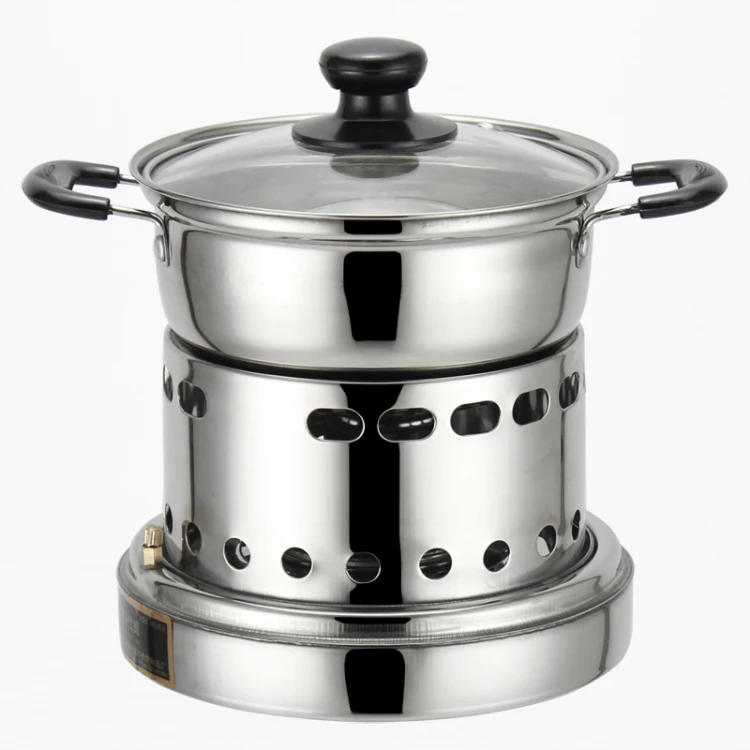 Кастрюля из нержавеющей стали толстая портативная спиртовая плита одиночный