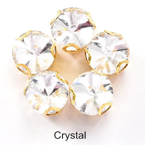 Crystal Круглый Rivoli, украшенные разноцветными кристаллами Стекло пришить стразы с D коготь с украшением в виде кристаллов круглый пришить коготь стразы для свадебное платье B3746 - Цвет: Crystal