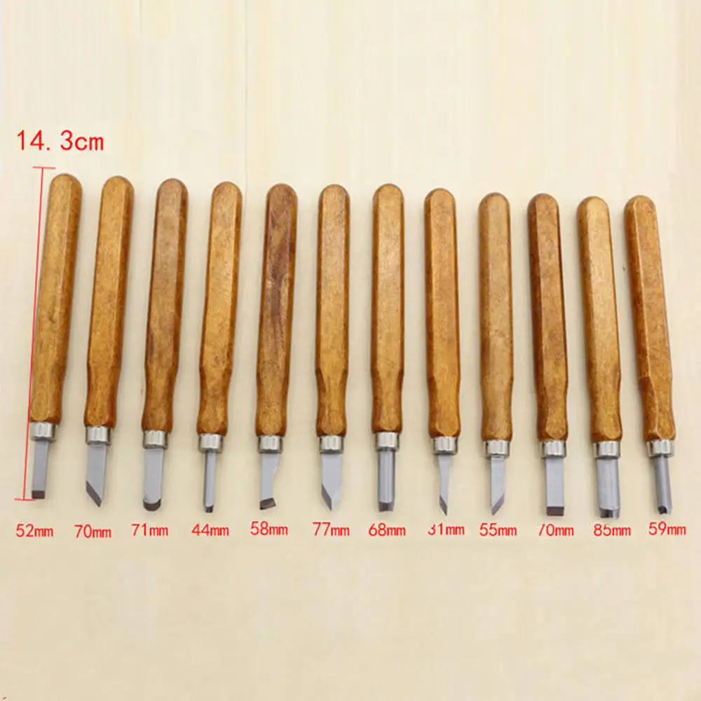 

12pcs High End Imitation Mahogany Olive Nucleus Carving Tools Wood Leather Chisel Set Tools