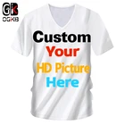 OGKB мужские самодельные футболки Ваш Собственный Дизайн 3D печать на заказ V-образный вырез футболки мужские с коротким рукавом Casaul футболки оптом
