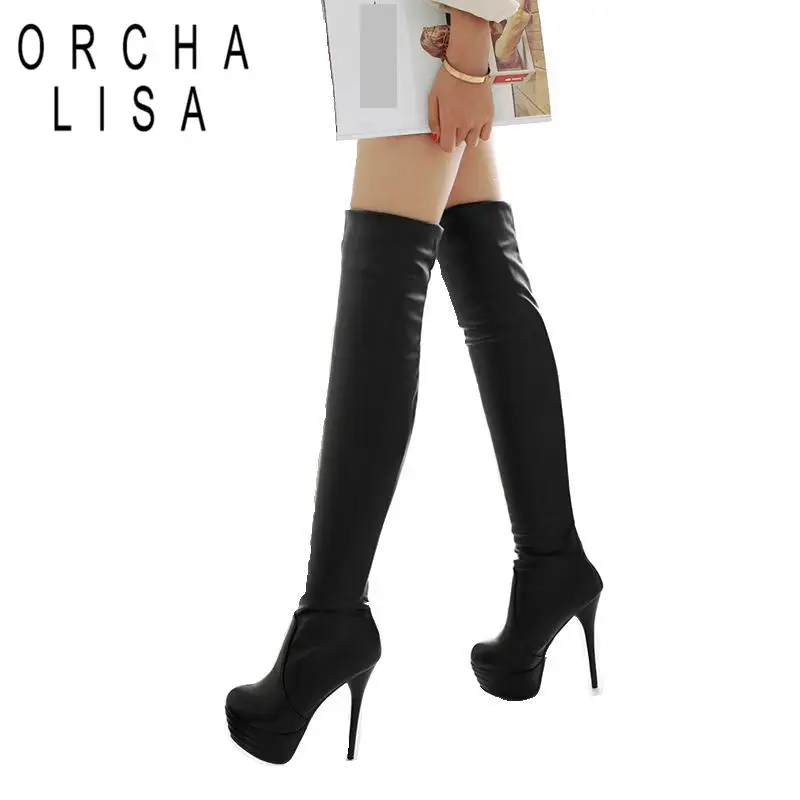 ORCHA LISA/Женская обувь размера плюс 32 46 (13 см) Сапоги выше колена Высокие сапоги до